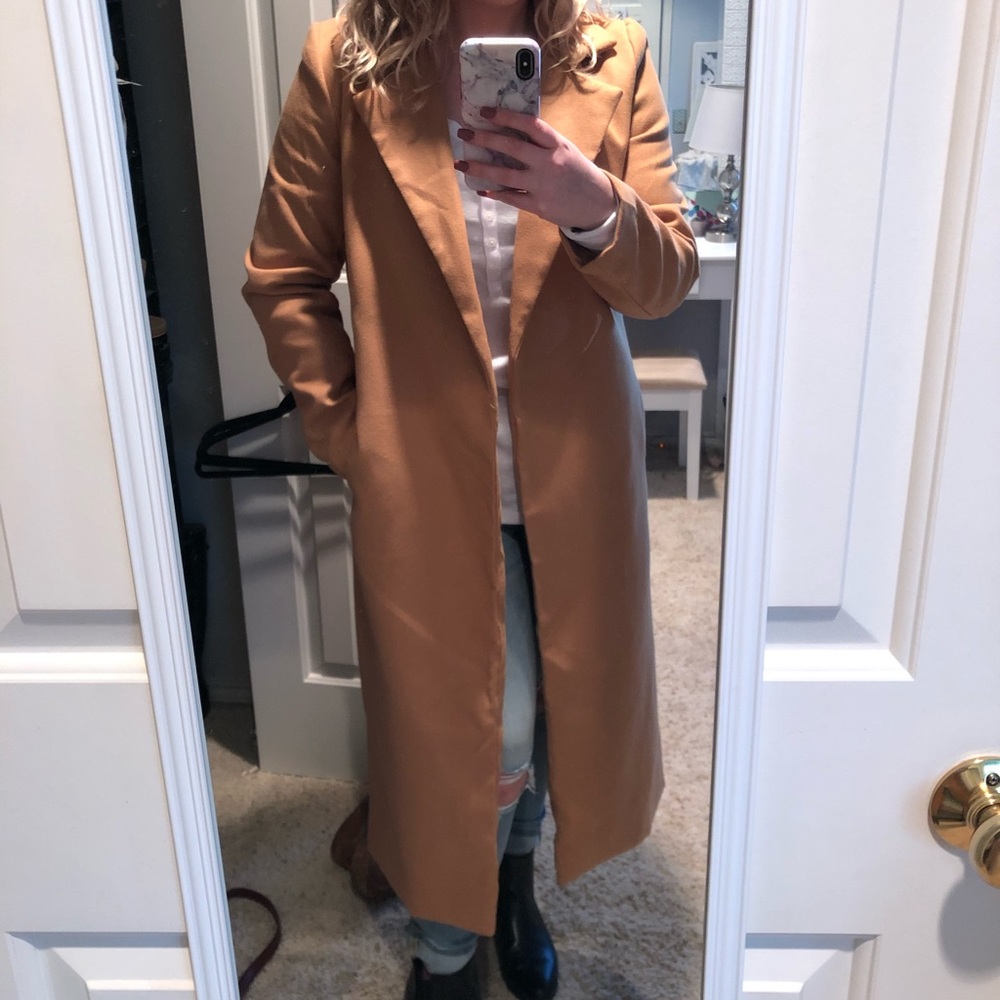 Large Charles Richards lapel wool blend pea coat